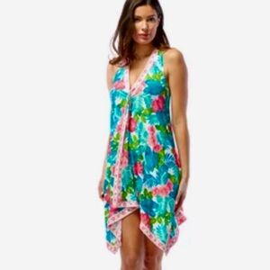Coco Reef Asymmetrical Floral Dress - Blue and Pink